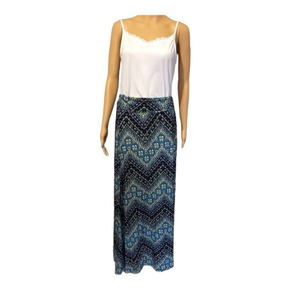 French Laundry Maxi Skirt Floral Blue/Black Size L